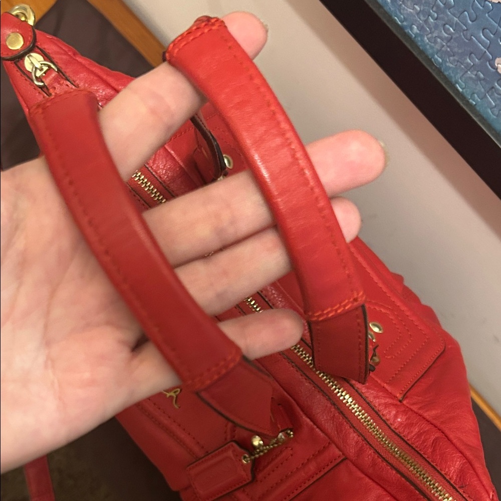 Coach Ashley Signature Cherry Red Leather Satchel/Shoulder Bag - Picture 6 of 14